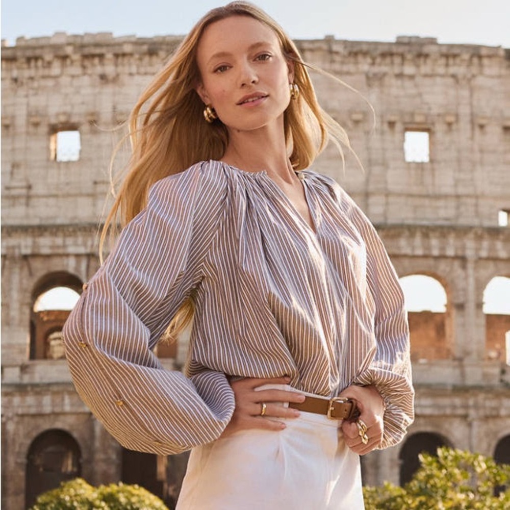LOFT Blue and White Striped Blouse